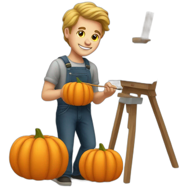 White Guy painting pumpkins emoji