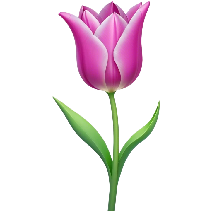 Cinematic Realistic Tulip Emoji, Elegant and simple, with soft, smooth petals in shades of pink and purple, gently curved and reaching upward. The slender green stem contrasts against the delicate bloom, while surrounding greenery adds a peaceful touch. Soft glowing outline, capturing the essence of springtime beauty and grace in a delicate tulip. emoji