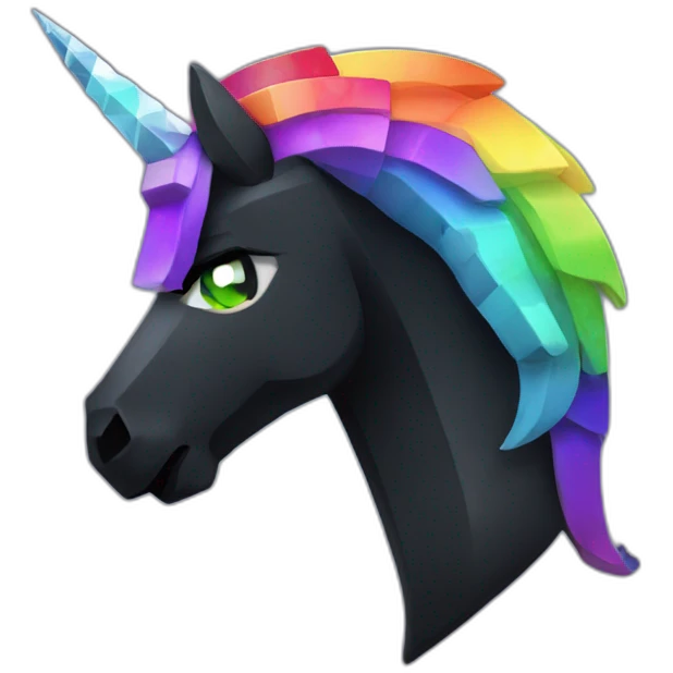 Minecraft Rainbow Black Unicorn Head With Diamond Horn emoji
