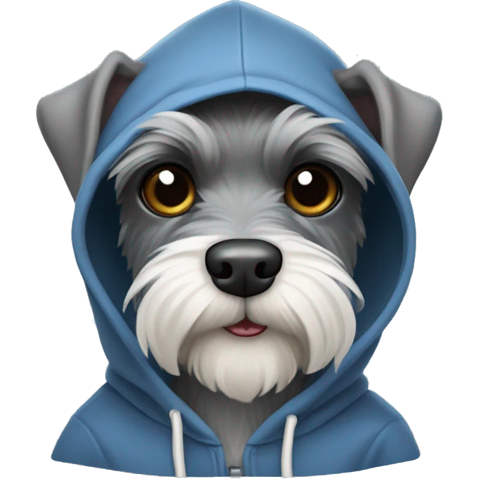mini schnauzer wearing a hoodie emoji
