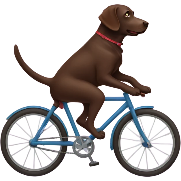 Chocolate lab riding a bike emoji