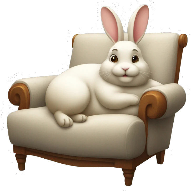 fat rabbit relaxing on a chair emoji