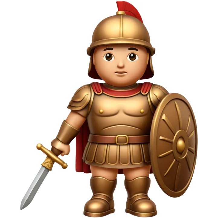 Botero Bronze Roman Soldier Landmark Emoji – Showcasing a stylized, rounded bronze Roman soldier sculpture. emoji
