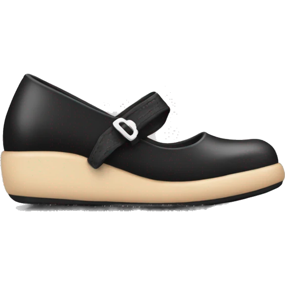 Apple emoji style Pair of Black Mary Jane’s flat schoolgirl shoes emoji