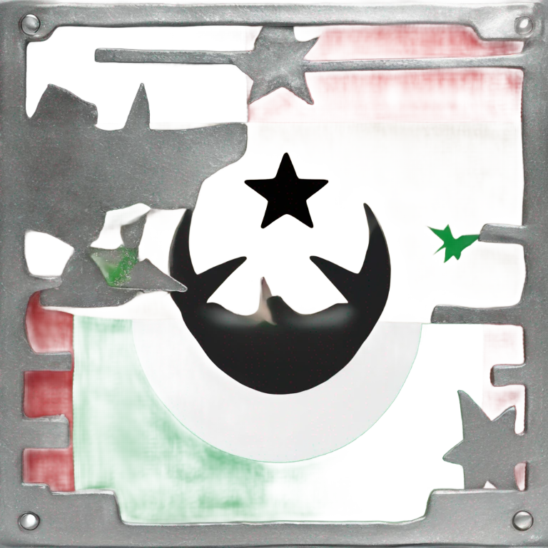 ￼￼ free syria flag green above white metal with the three stars red and in the last black inside ❤️ ￼ emoji