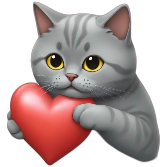 Cat (british shorthair) pukes out a big heart emoji