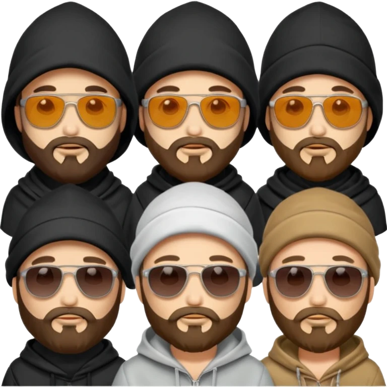 hooded people with beared with sunglasses emoji