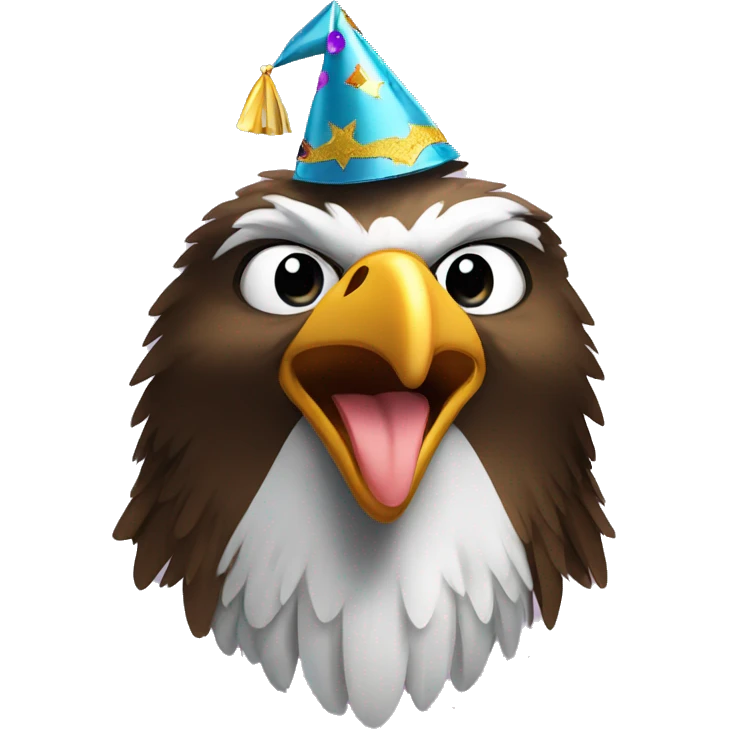 Eagle with happy face and party hat emoji