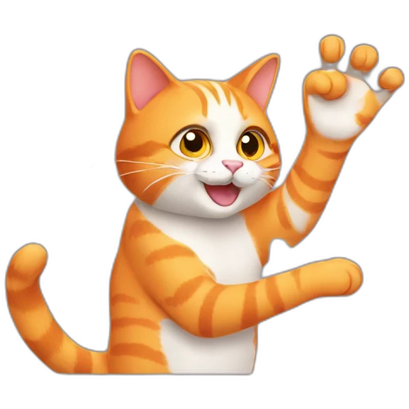 orange cat waving emoji