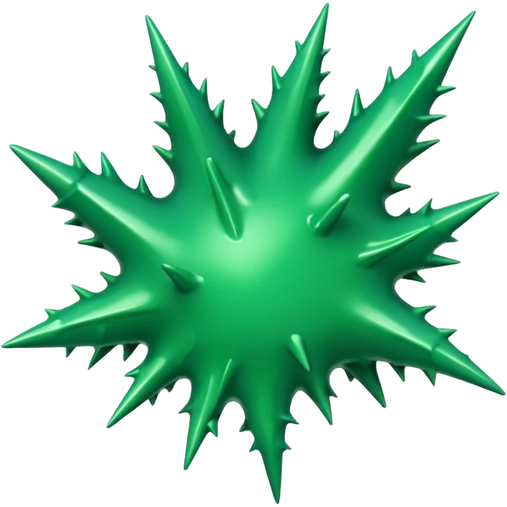 A glossy green paint splash with irregular spiky edges on a transparent background. emoji