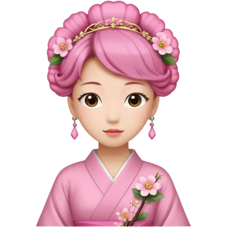 Japanese Princess with floral hairpin, pink emoji
