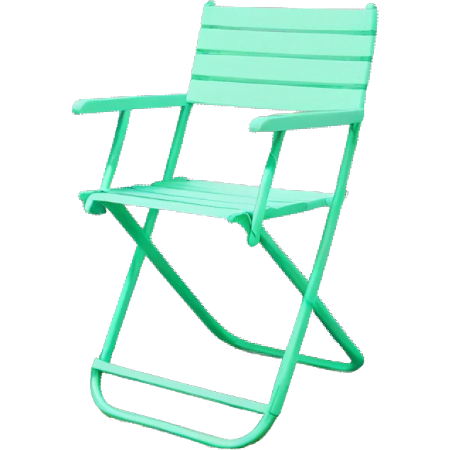 Realistic pastel mint green and hot pink folding outdoor chair. emoji