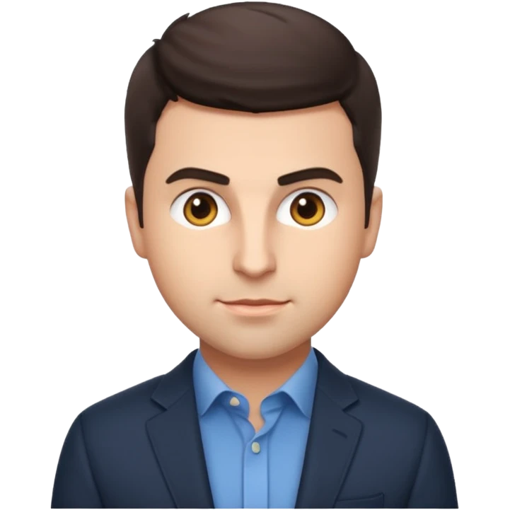 Brian Chesky as an apple-style emoji, business casual, short hair, approachable expression emoji