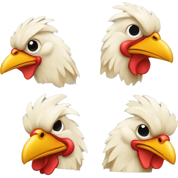 Pollo con cuatro cabezas  emoji