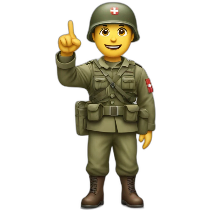swiss army soldier pointing with hand emoji