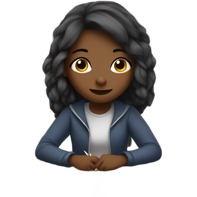 girl long hair studying  emoji