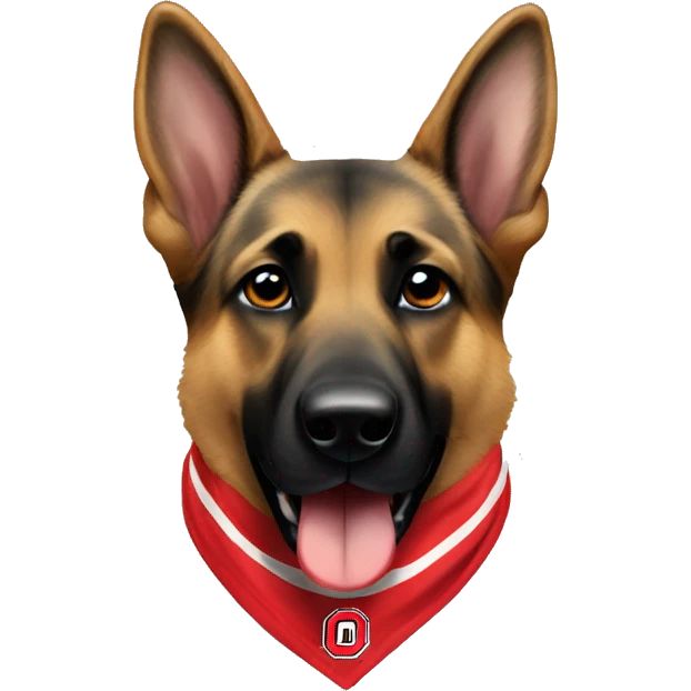 German Shepherd wearing an Ohio state bandana emoji