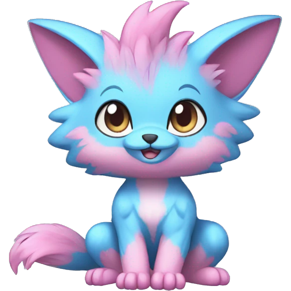 Cute cool blue pink animal hybrid Fakemon full body emoji
