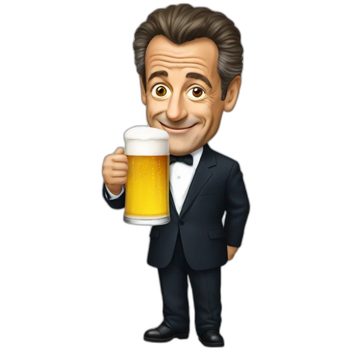 Nicolas Sarkozy holding a beer emoji
