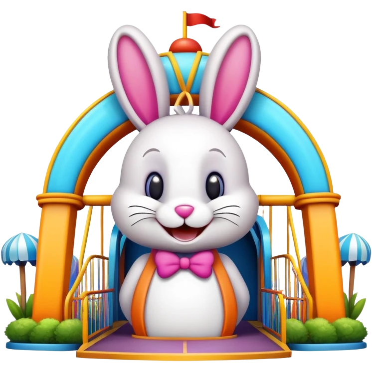 fun amusement park entrance with a bunny mascot, inspired by Walibi emoji