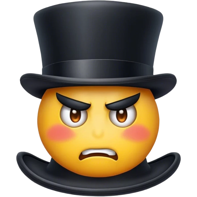Make a emoji who is an a top hat and is angry emoji