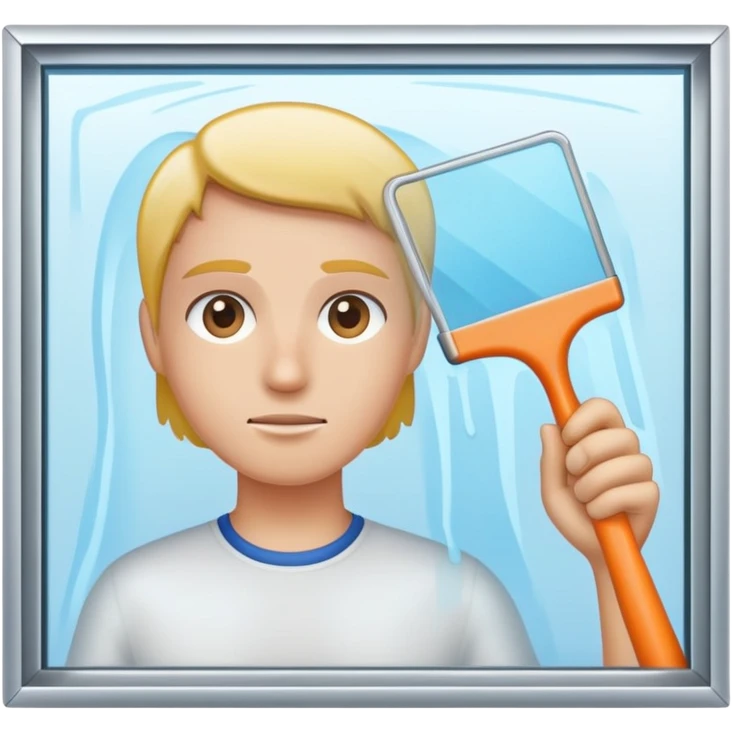 face with a squeegee cleaning a glass window emoji