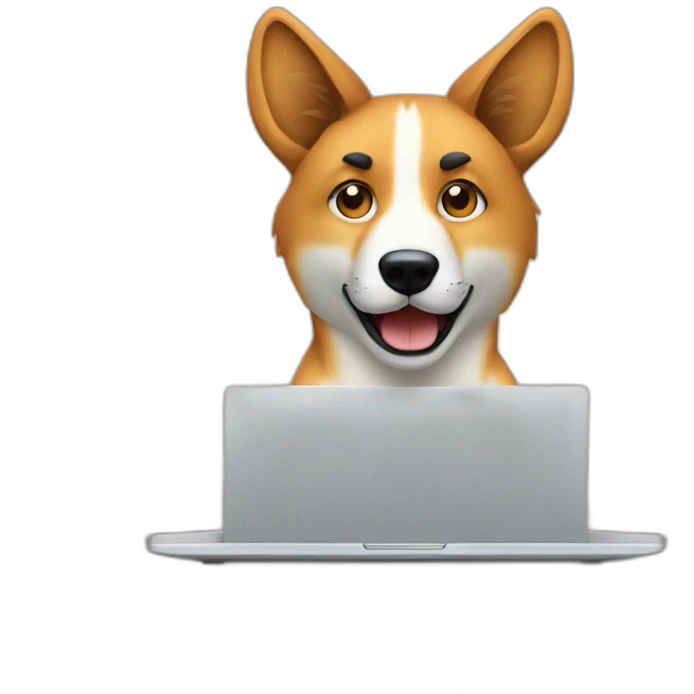 dingo behind a laptop emoji