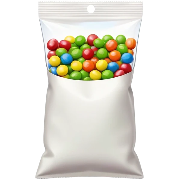 An open Skittles candy bag with green Skittles scattered around it. Colorful rainbow packaging and minimalist design. emoji
