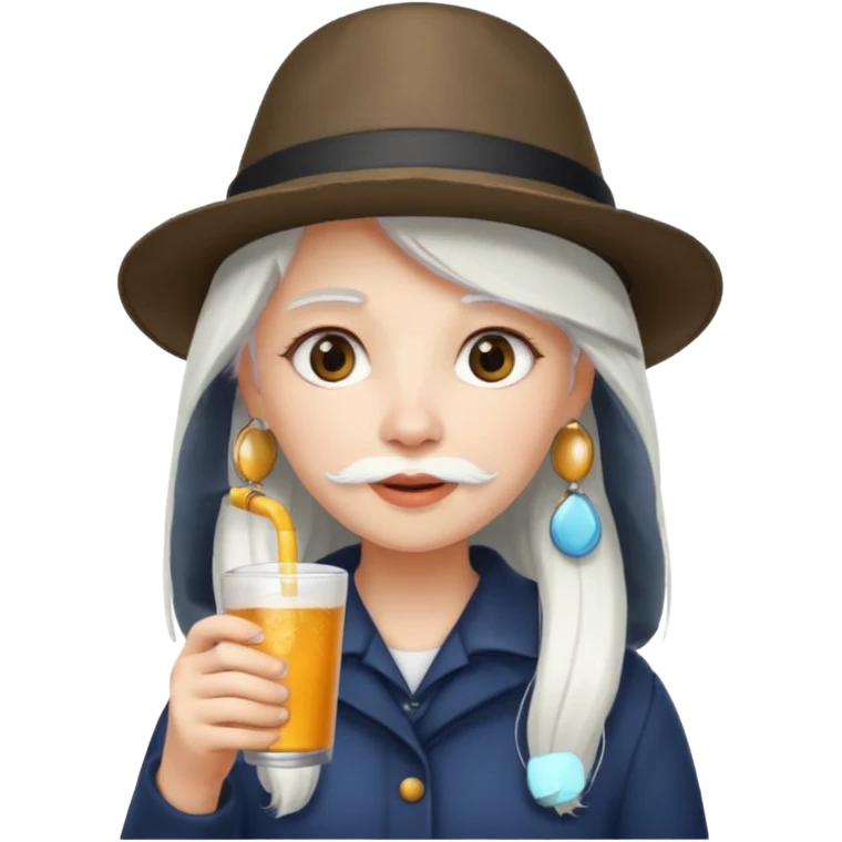  tatoo girl Drink holders with hat white hair white bearded  emoji