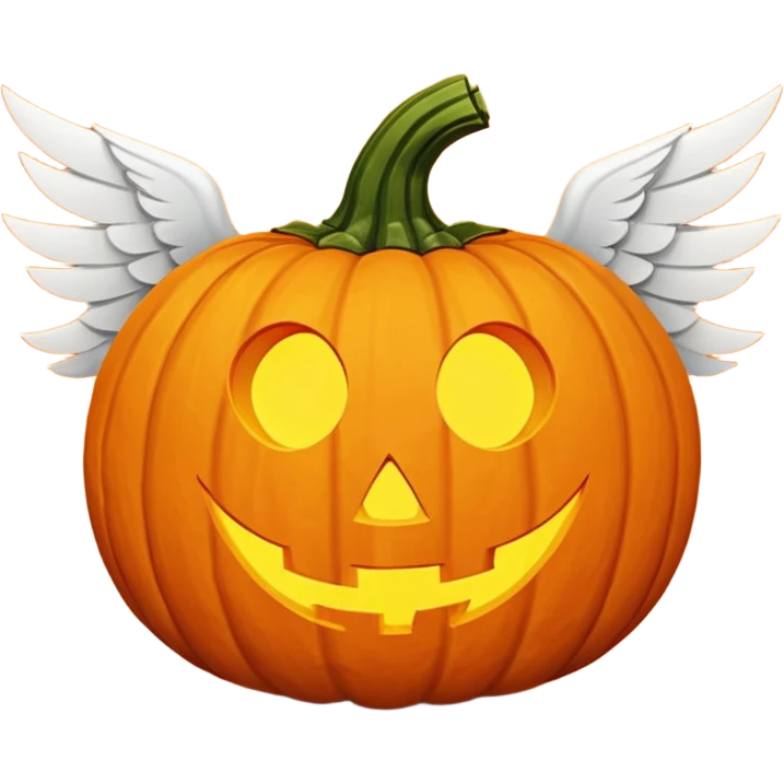 jack-o'-lantern with white wings and question marks symbols in the eyes. emoji