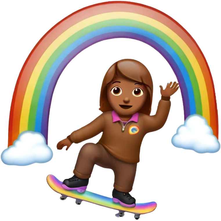 Poop emoji skating under a rainbow  emoji