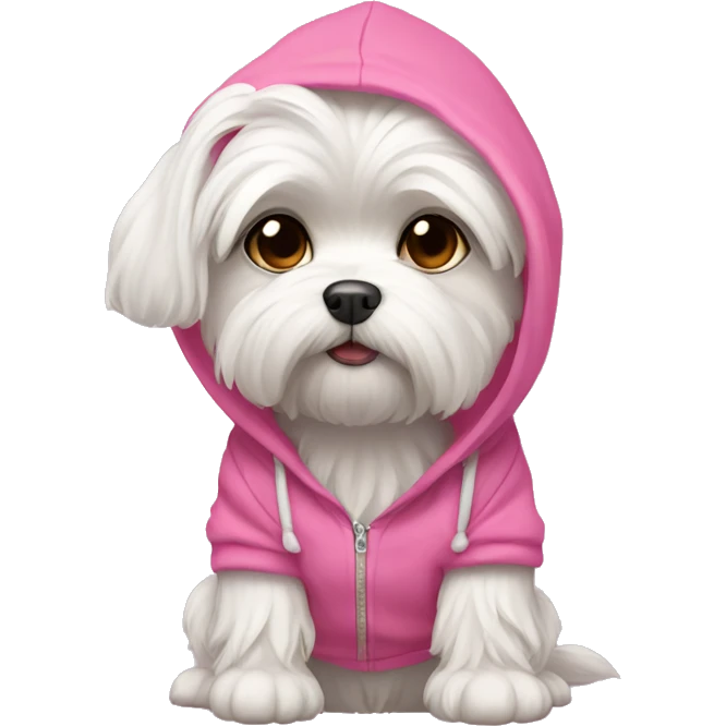 maltese dog breed with pink hoodie emoji