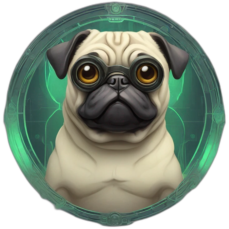 A cyberpunk pug in Art Nouveau style during 1910 emoji