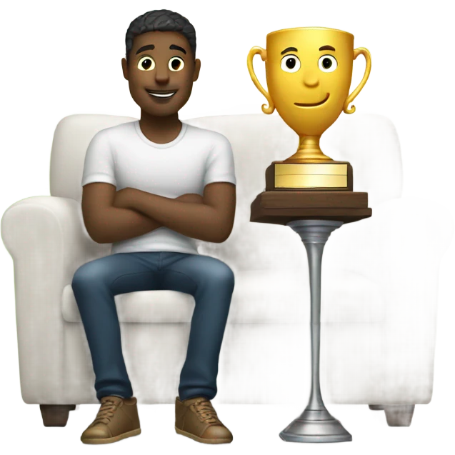 Relaxing with a trophy white guy emoji