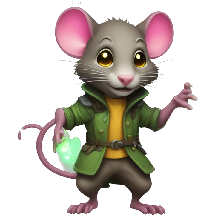master splinter rat with glowing neon emoji
