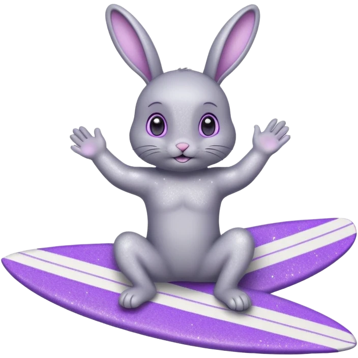glitter gray bunny purple cian surf emoji