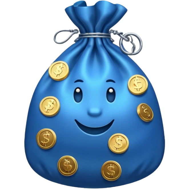 blue coins inside a money bag  emoji