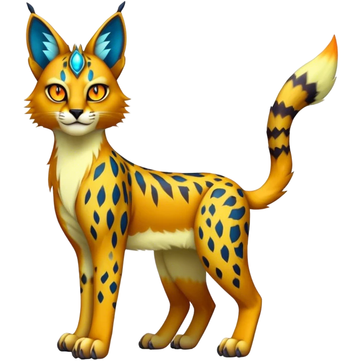 A colorful lynx-caracal-serval-fakemon-Digimon-creature-hybrid emoji
