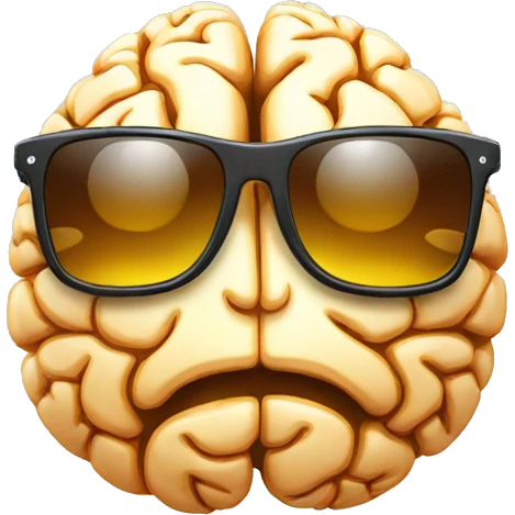 brain emoji with sun glasses emoji
