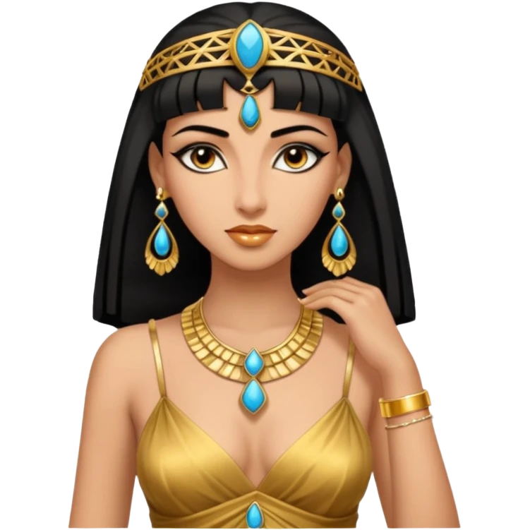 An enticing Cleopatra with an erotic look in her eyes wearing an evening gown emoji