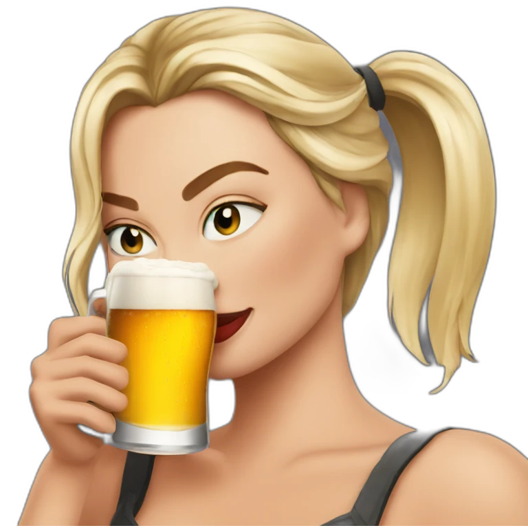 Margot Robbie drinking beer emoji