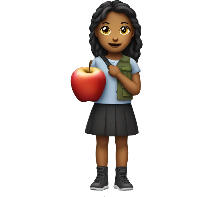 Girl lisa with a flag in her hands against an apple watch emoji