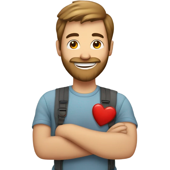 Holding a big heart with a Caucasian bearded man emoji