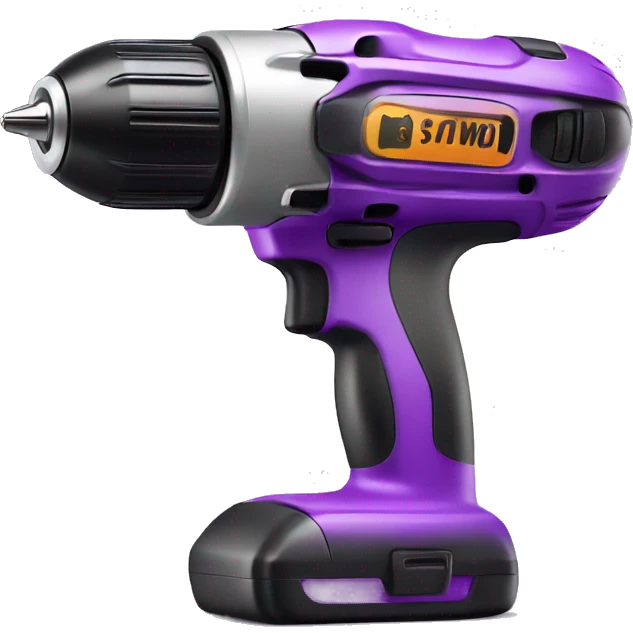 Realistic purple cordless power drill tool isolated.  emoji