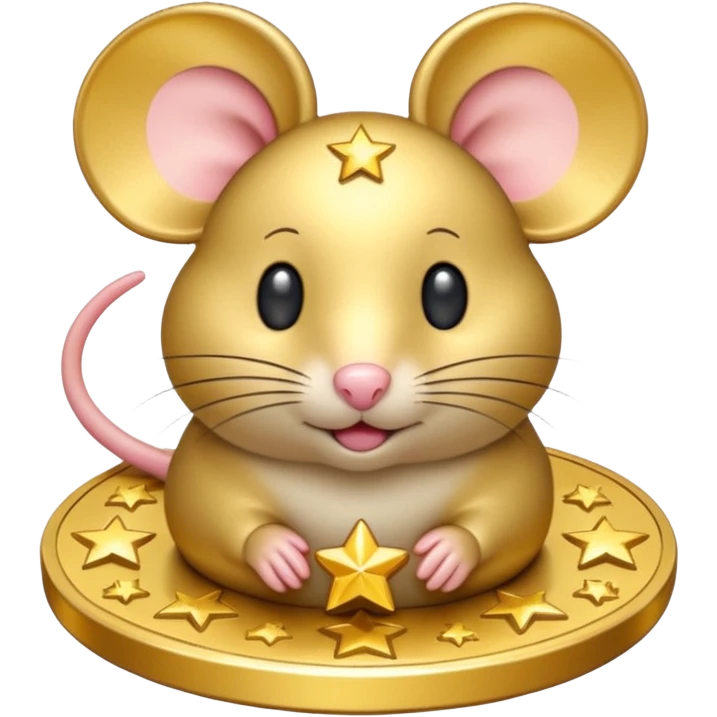 Mouse coin with stars around it, gilded style, only gold
 emoji