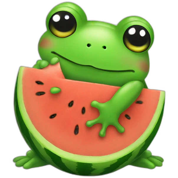 Frog hugging watermelon  emoji
