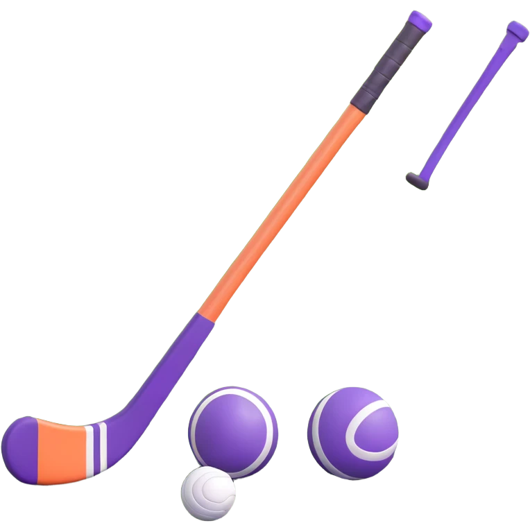 field hockey stick and ball on lush green field emoji