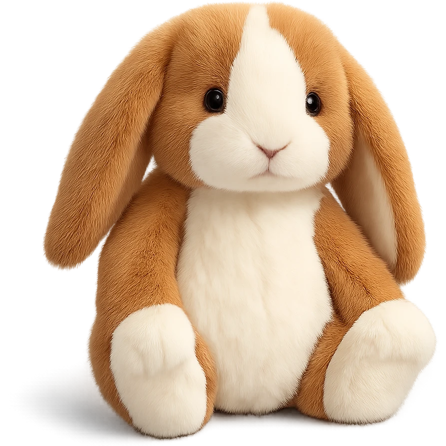 cute brown and white holland lop jellycat bunny plushie emoji