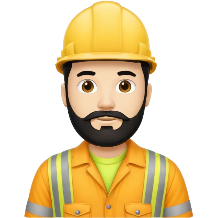 Man in yellow hi vis overalls, with black hair and full beard emoji