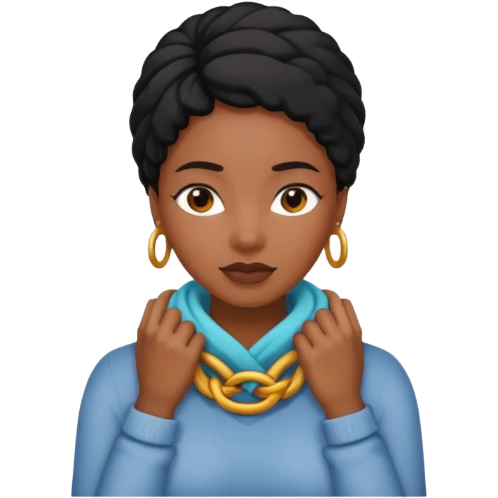 Make a emoji with a women putting her hands around her neck crisscrossed and make her black  emoji
